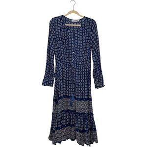 Roller Rabbit Long Sleeve Block Print Dress Medium